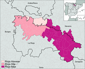 Schematische Darstellung der Weinbauregion Rioja